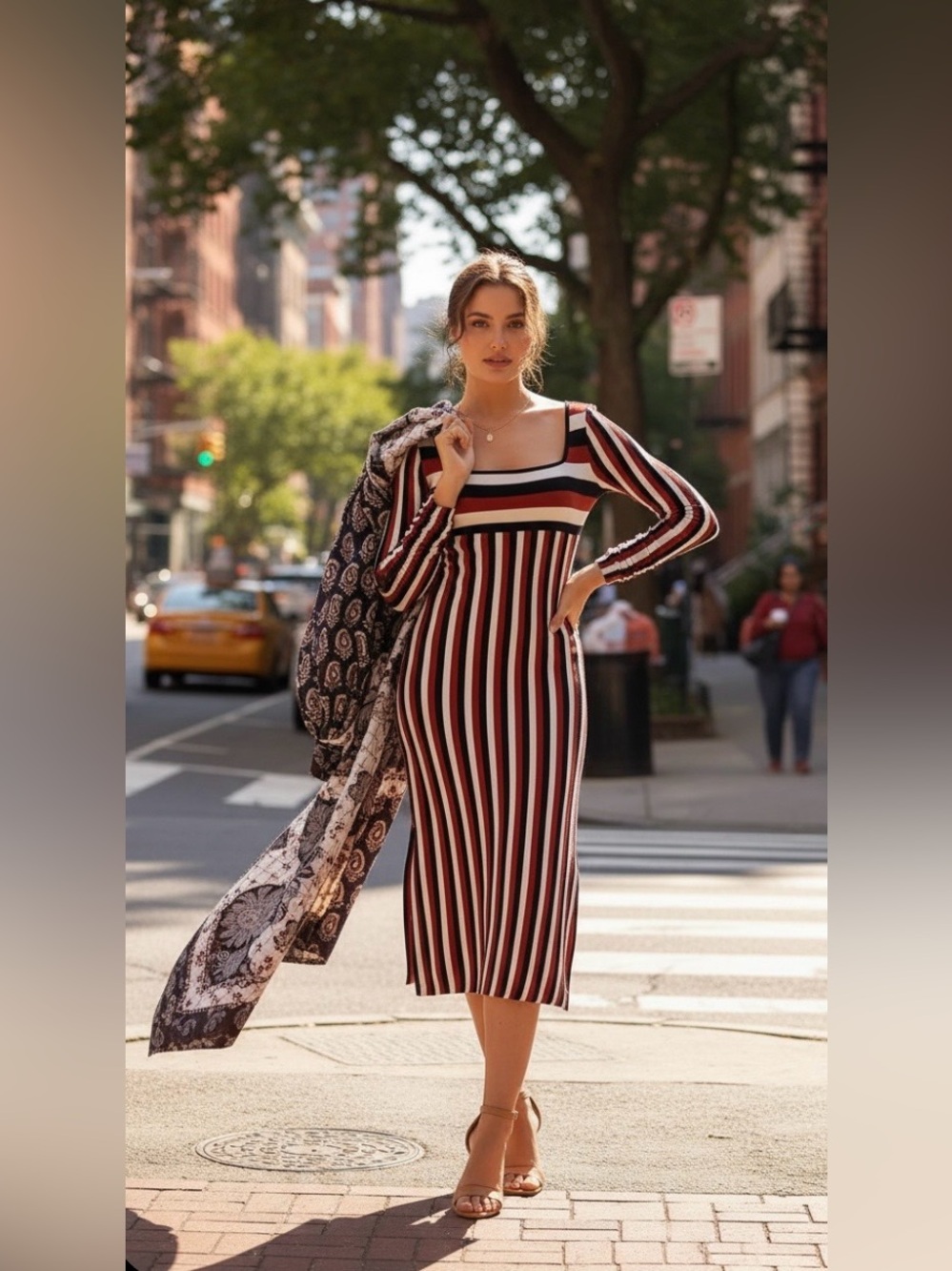 Anthropologie Maeve Striped Sweater Midi Dress